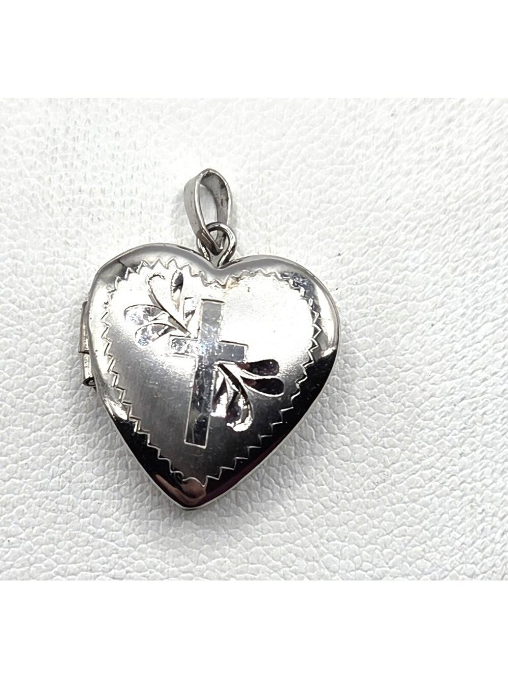 Sterling Silver Heart Cross Engraved Locket Pendant